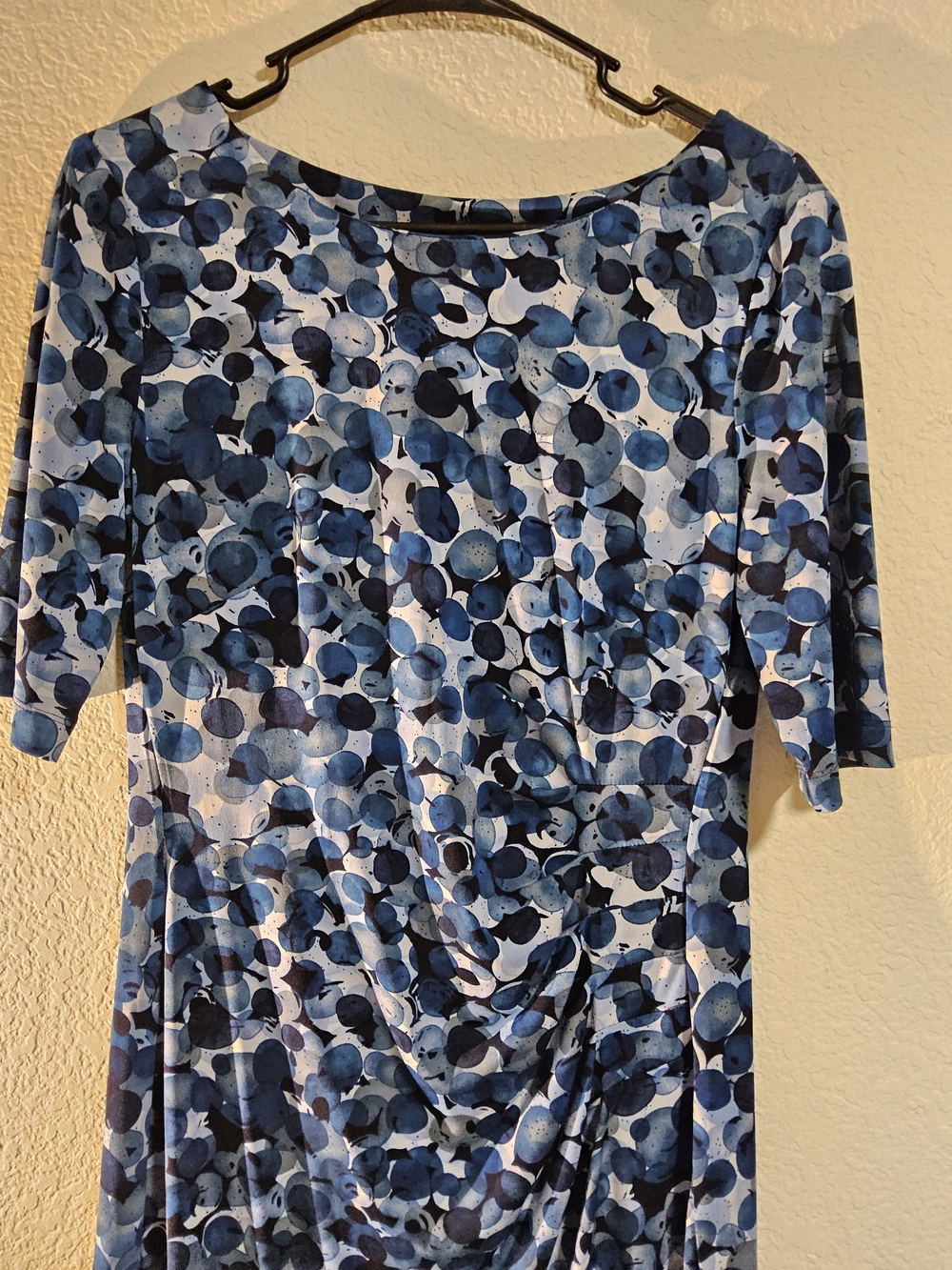 connected apparel Blue and Navy Polka Dot Midi Dress